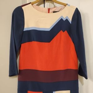 Tibi Silk Multicolor Long Sleeve Dress Size 0